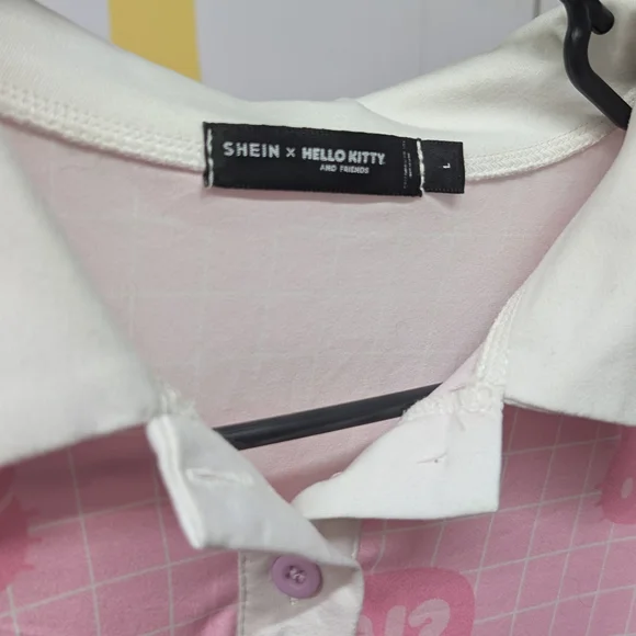 Hello Kitty Pink and White Womens Collared Dress - Picture 3 of 5